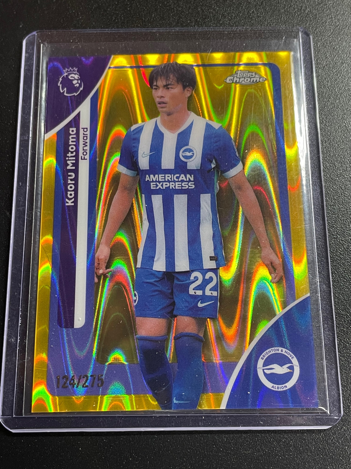 2025-26 Topps Chrome Premier League #45 Kaoru Mitoma Yellow Refractor #/275