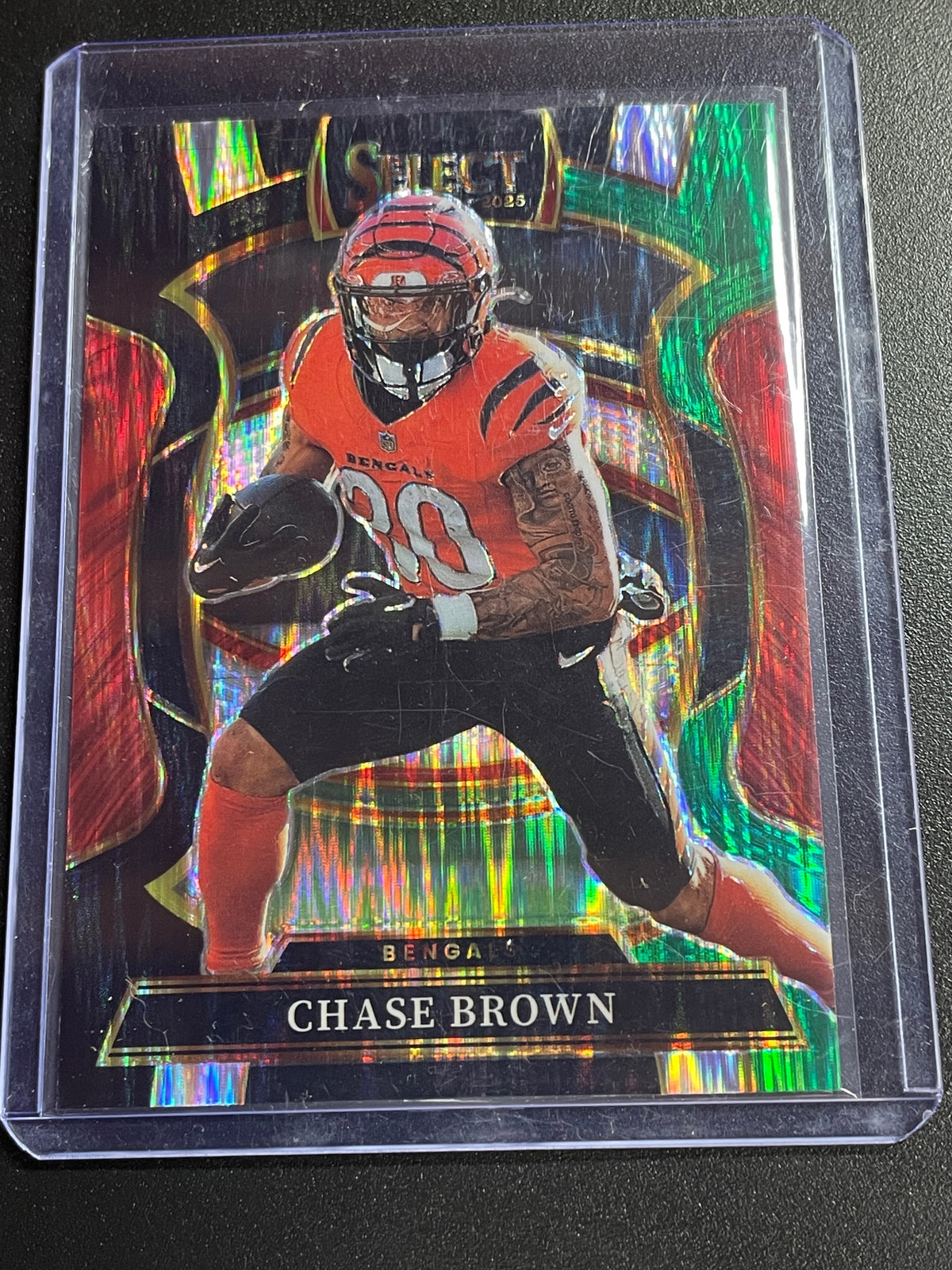 2025 Panini Select #59 Chase Brown Red and Blue Prizm Shock