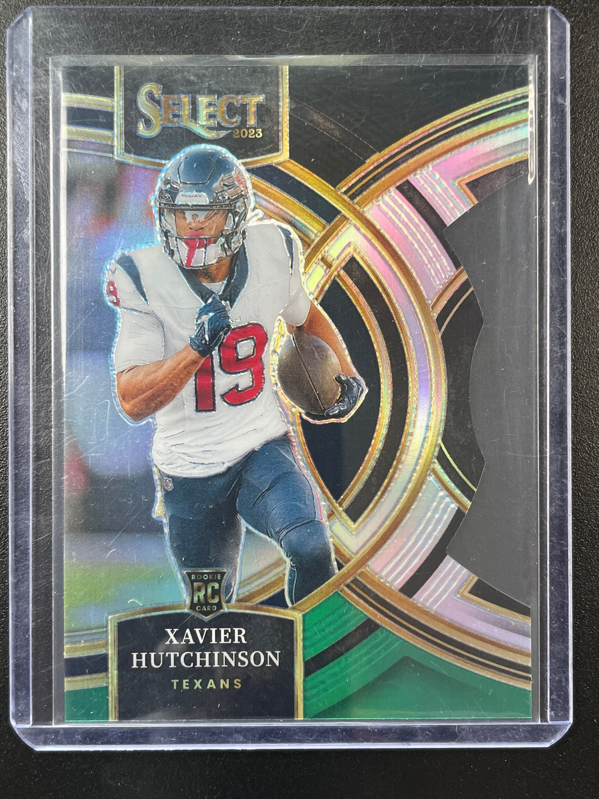 2023 Panini Select #154 Xavier Hutchinson Black and Gold Prizms Die Cuts