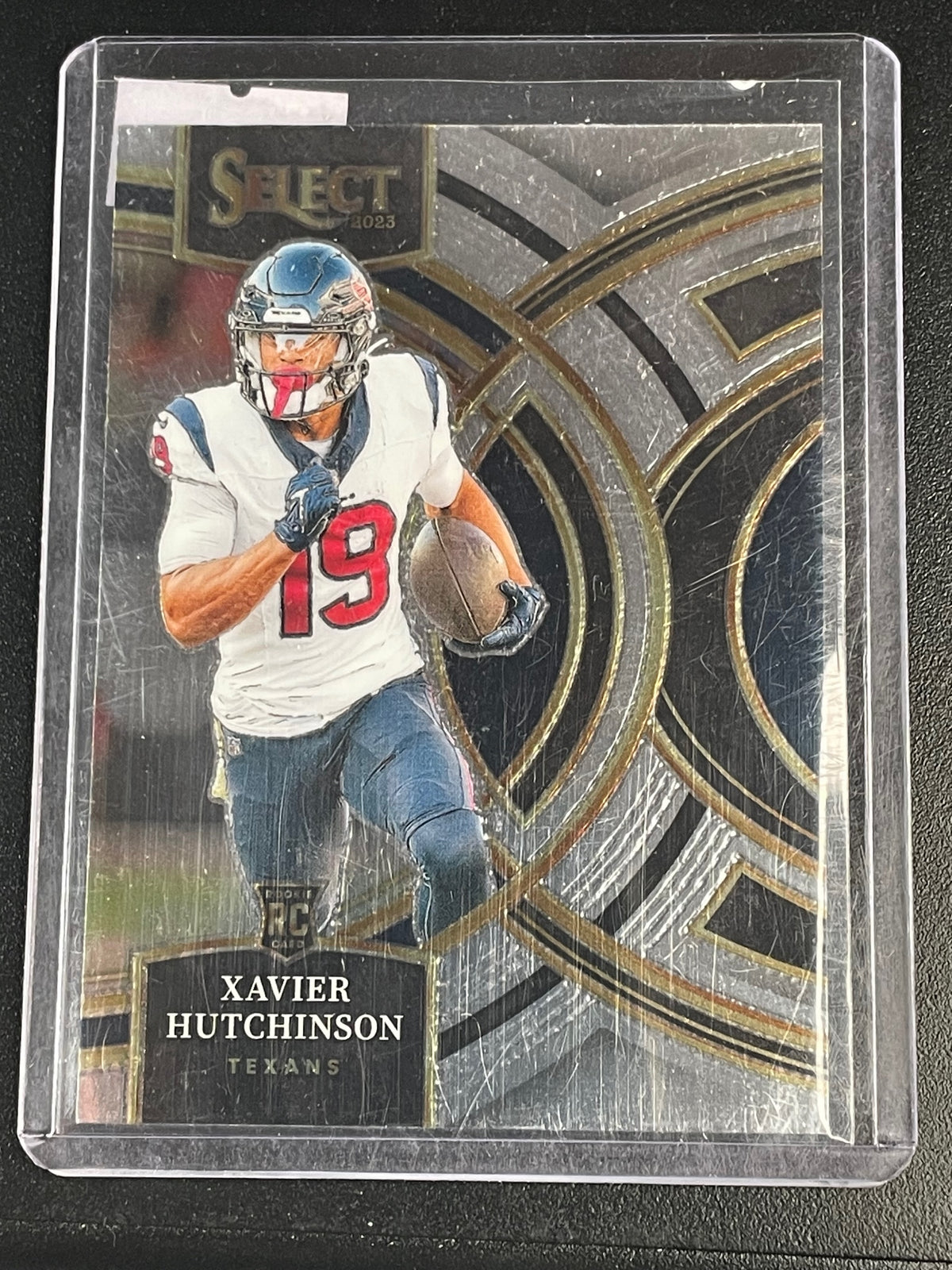 2023 Panini Select #154 Xavier Hutchinson Black and Green Prizms Die Cuts