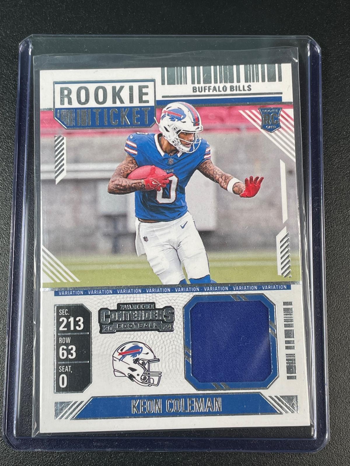 2024 Panini Contenders #RTS-KCNb Keon Coleman Rookie Ticket Swatches