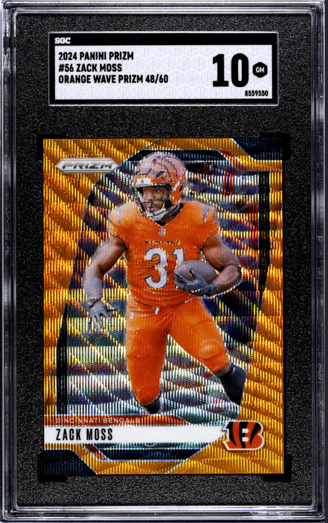 2024 Panini Prizm Zach Moss orange Wave /60 SGC 10