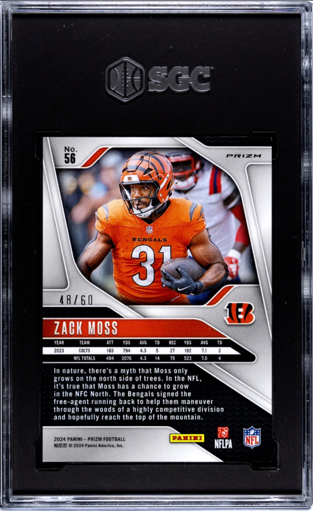 2024 Panini Prizm Zach Moss orange Wave /60 SGC 10