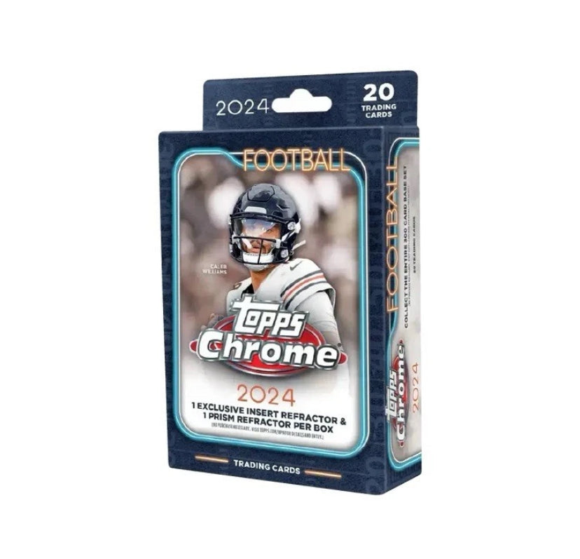 2024 Topps Chrome Football Factory Sealed Hanger Box (20 Cards)