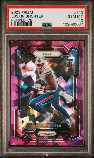 2023 PANINI PRIZM #310 JUSTIN SHORTER PURPLE ICE PSA 10